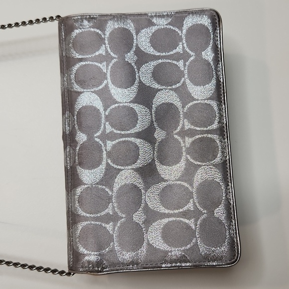 Coach Silver C Embroidered Crossbody with Chain Strap Gray Card Holder - Picture 12 of 12
